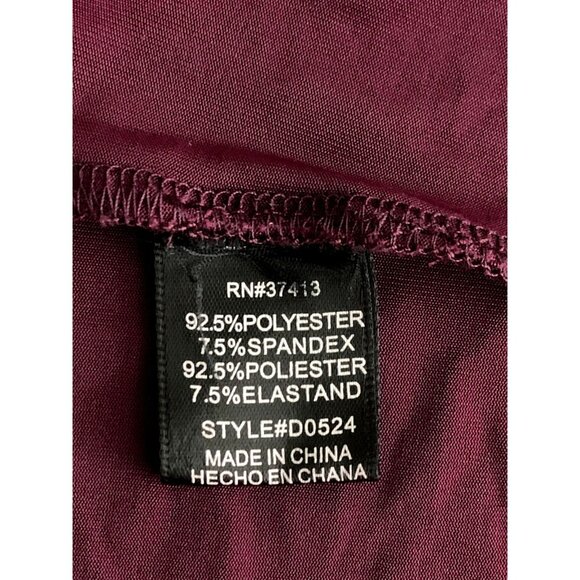 Misopo Strapless Burgundy Cocktail Dress With Floral Applique & Draped Skirt - Picture 12 of 13